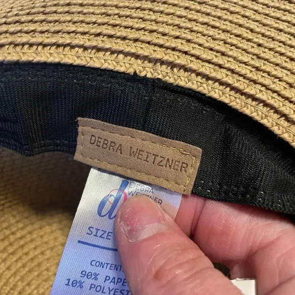 NEW DEBRA WEITZMAN WIDE BRIM FLOPPY HAT IN KHAKI/BLACK SIZE MEDIUM - Picture 2 of 12